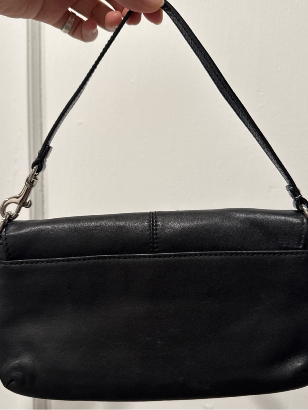 Coach Black Leather Shoulder Hobo with Logo Plaque - Picture 2 of 3